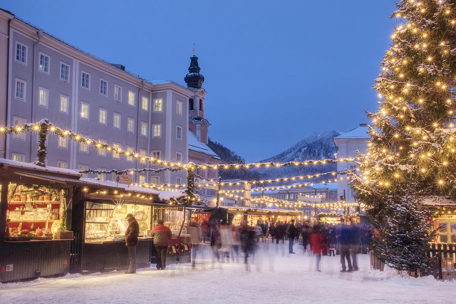 Busy Christmas Market in Europe Photograph by DaveLongMedia