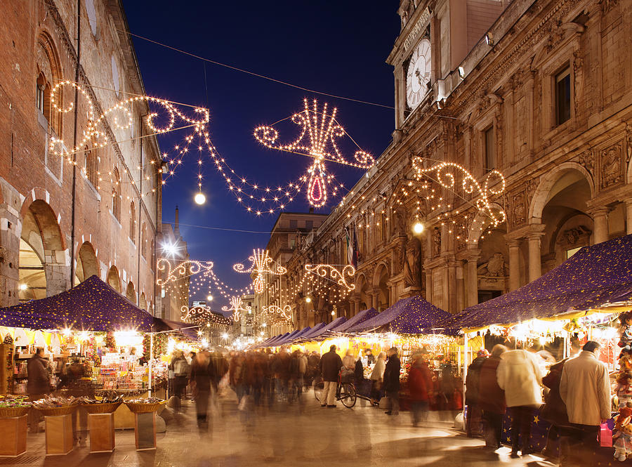 Busy Christmas Market in Milan Photograph by Gary Yeowell