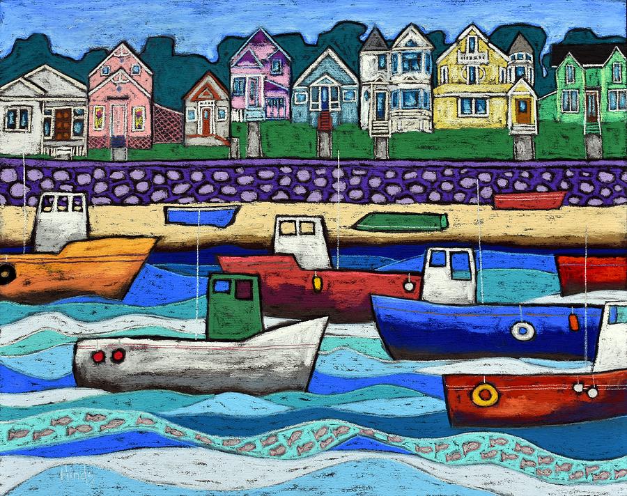 Boat Painting - Busy Fishing Boats by David Hinds