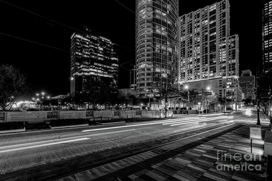 Busy Olive Street Dallas Texas Grayscale Photograph by Jennifer White