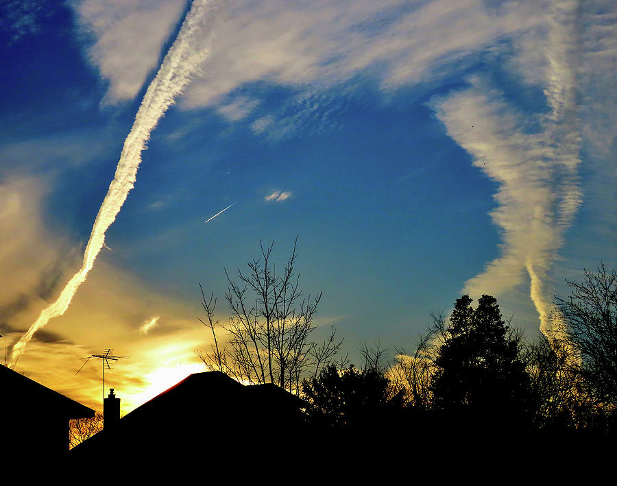 Busy Winter Sky at Dusk - Two Photograph by Linda Stern