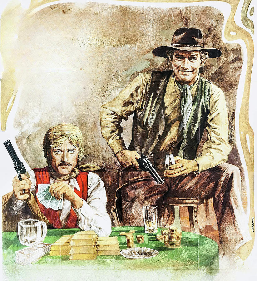 Paul Newman Painting - Butch Cassidy and the Sundance Kid, 1969, movie poster painting by Laia by Movie World Posters
