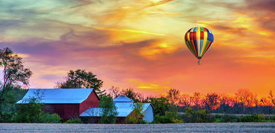 Butler county Farm and Balloon Photograph by Randall Branham