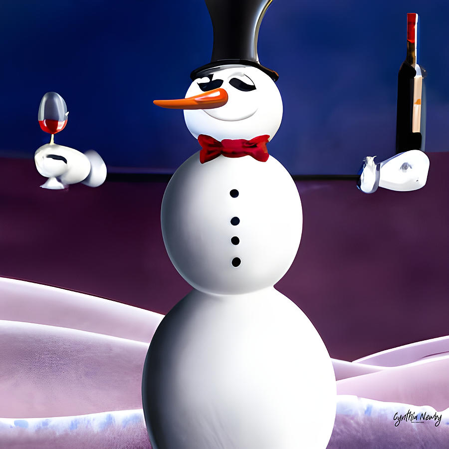 Butler Snowman With Red Wine Digital Art By Cindys Creative Corner Fine Art America 5553