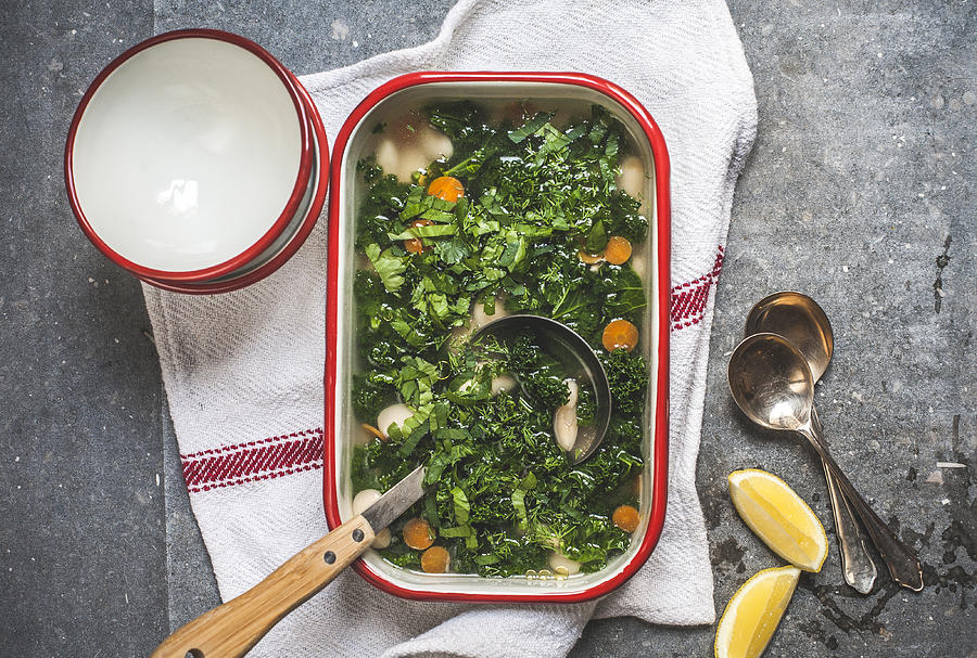 Butter Bean, Kale and Parmesan Broth with Herbs Photograph by Enrique Díaz / 7cero