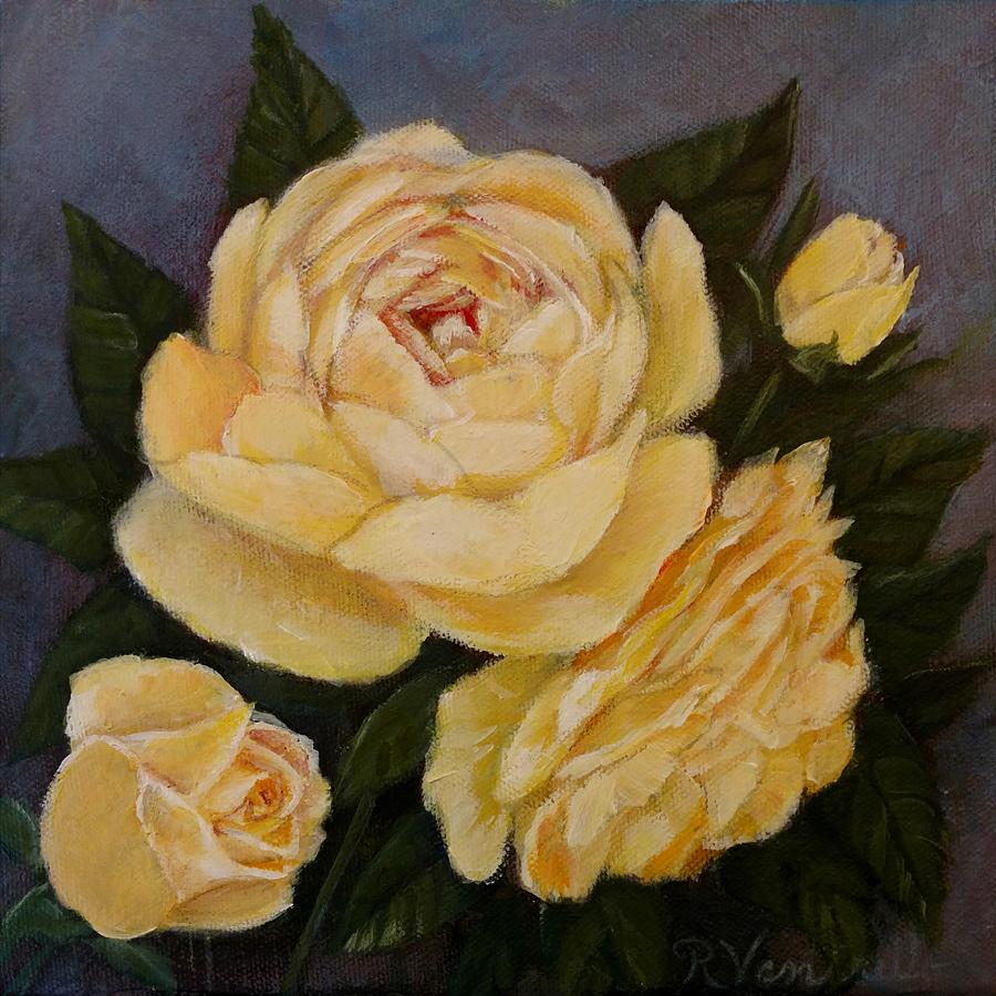 Butter Gold Julia Roses Painting by Ruth Ann Ventrello - Fine Art America