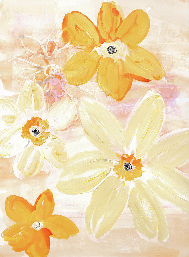 Buttercream Floral Art By Kathleen Tennant Mixed Media