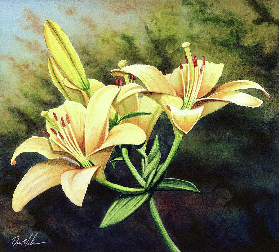 Buttercream Yellow Lily Painting by Don Nelson - Fine Art America