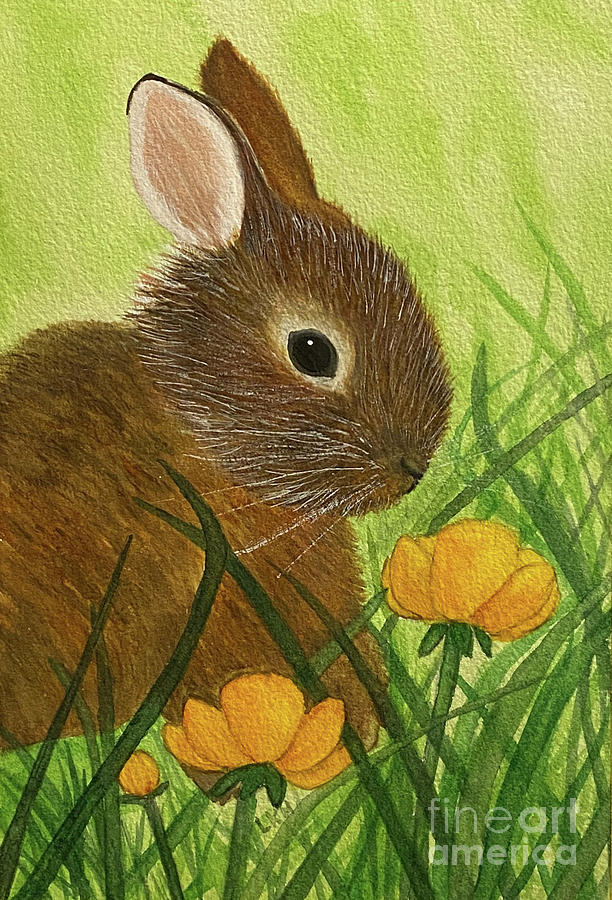 Buttercup Bunny Painting by Lisa Neuman