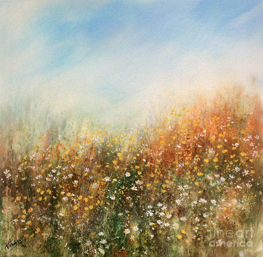 Buttercups and Daisies Painting by Valerie Travers
