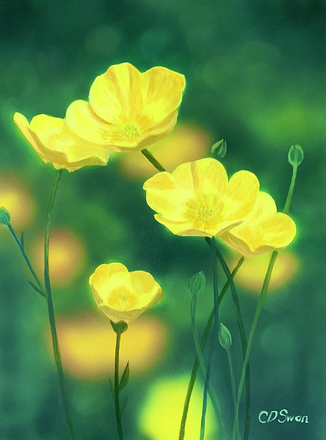 Buttercups Painting by Caroline Swan