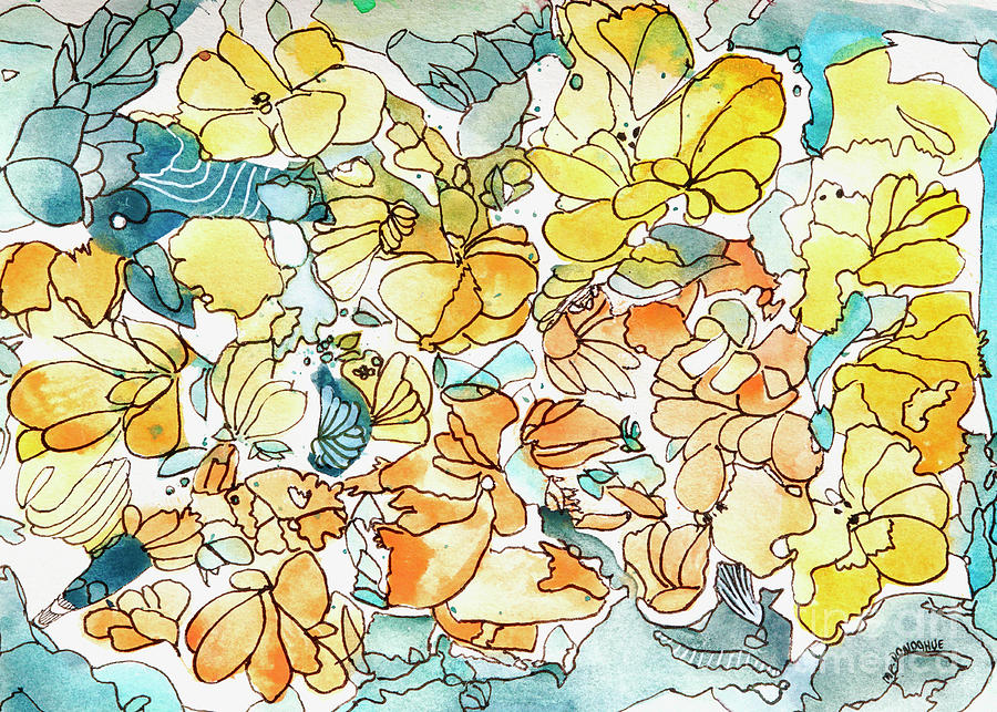 Buttercups - Floral Abstract Painting Painting by Patty Donoghue