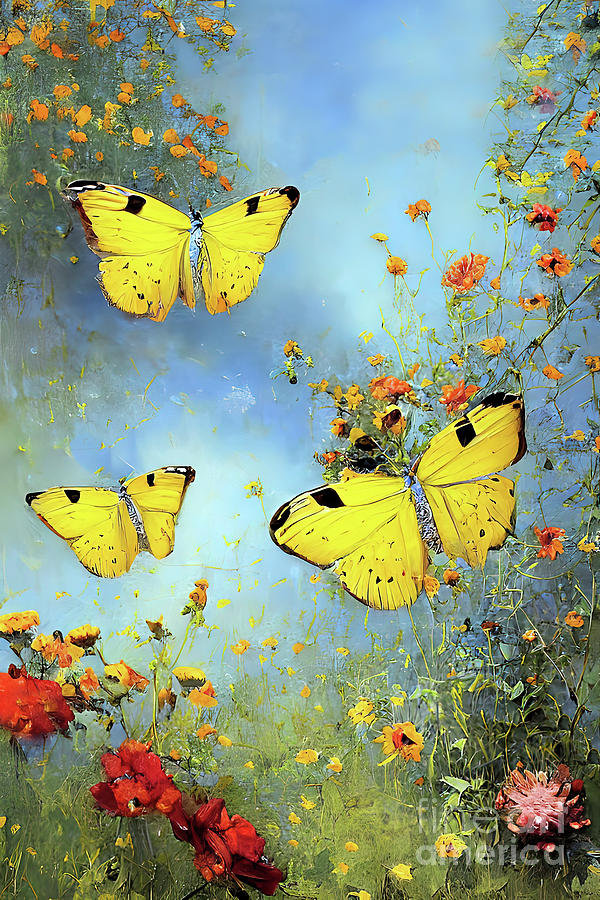 Butterflies All Around  Digital Art by Elaine Manley
