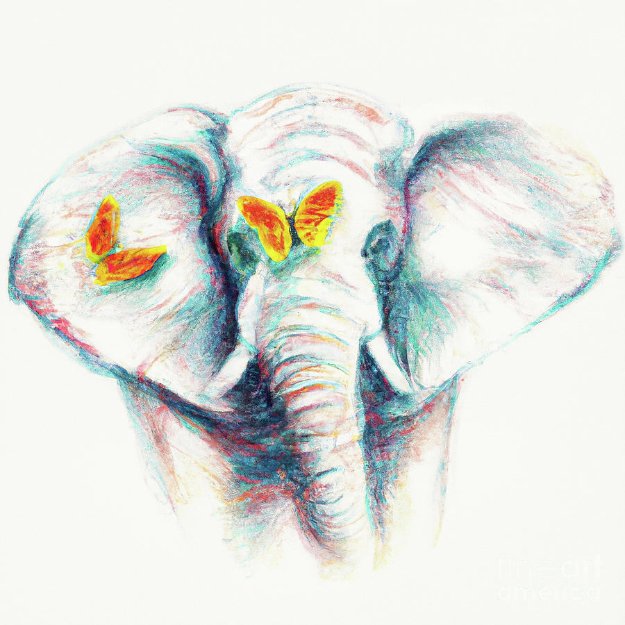 Butterflies and Elephant Digital Art by Denise Deiloh