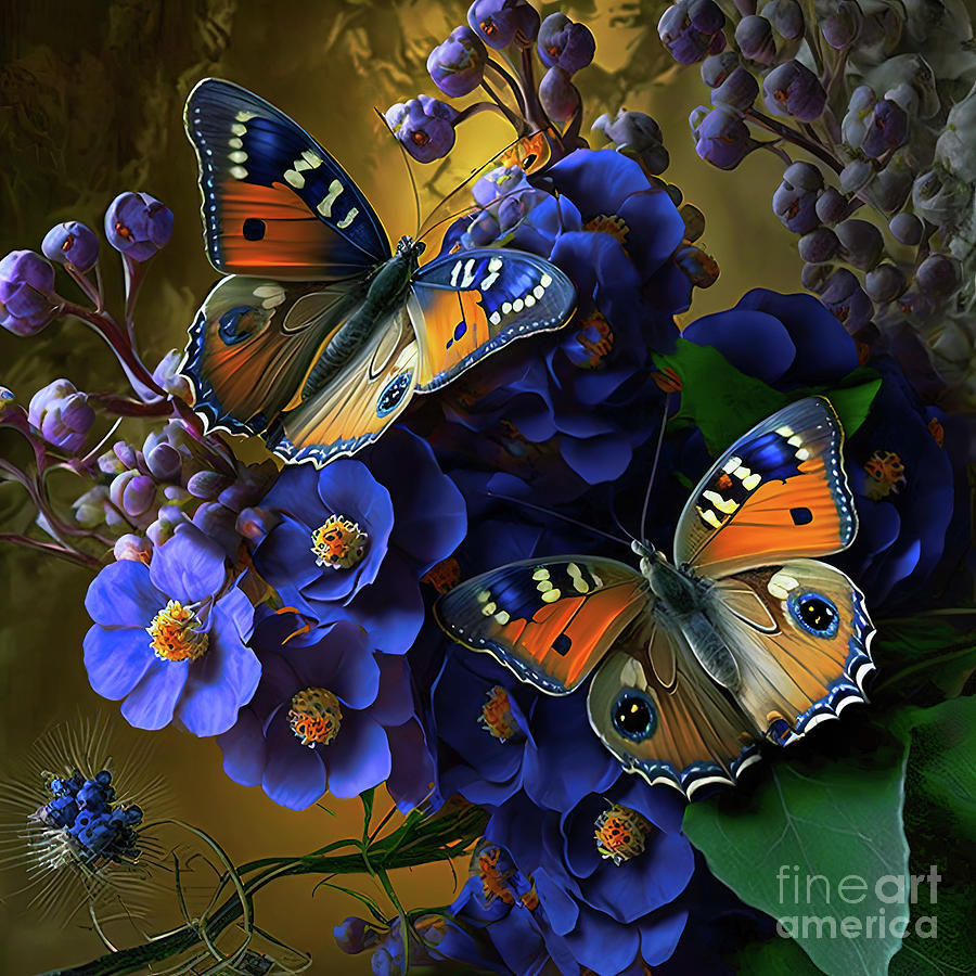 Butterflies and Flowers   # 2  Digital Art by Elaine Manley