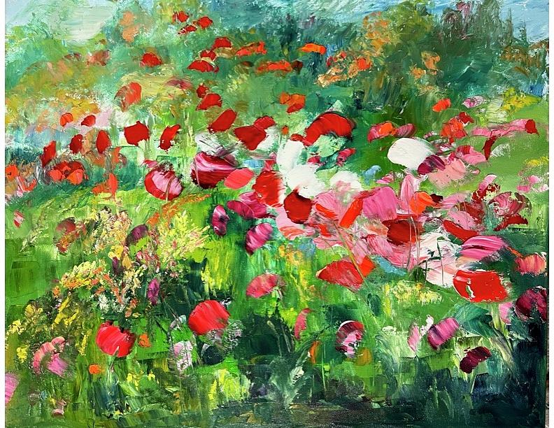 Butterflies and Flowers Painting by Maria-Victoria Checa