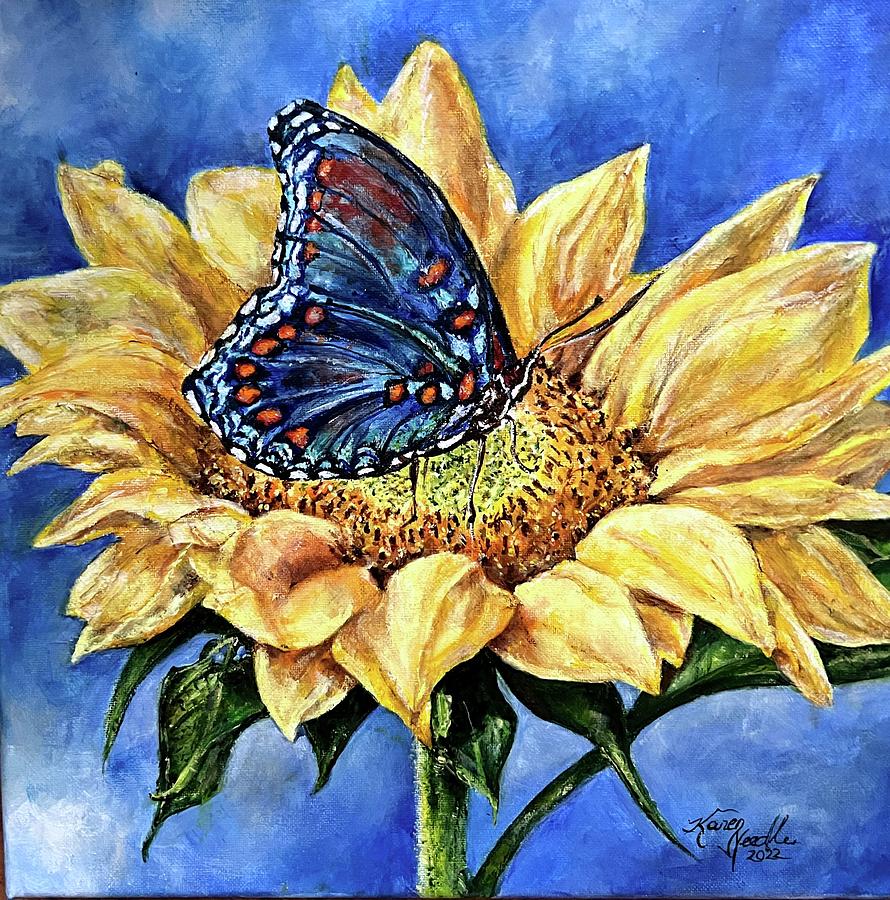 Butterflies are Blue Painting by Karen Needle