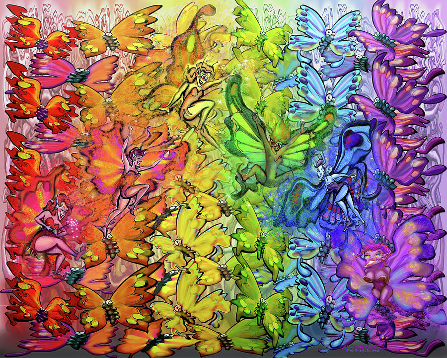 Butterflies Faeries Rainbow Digital Art by Kevin Middleton