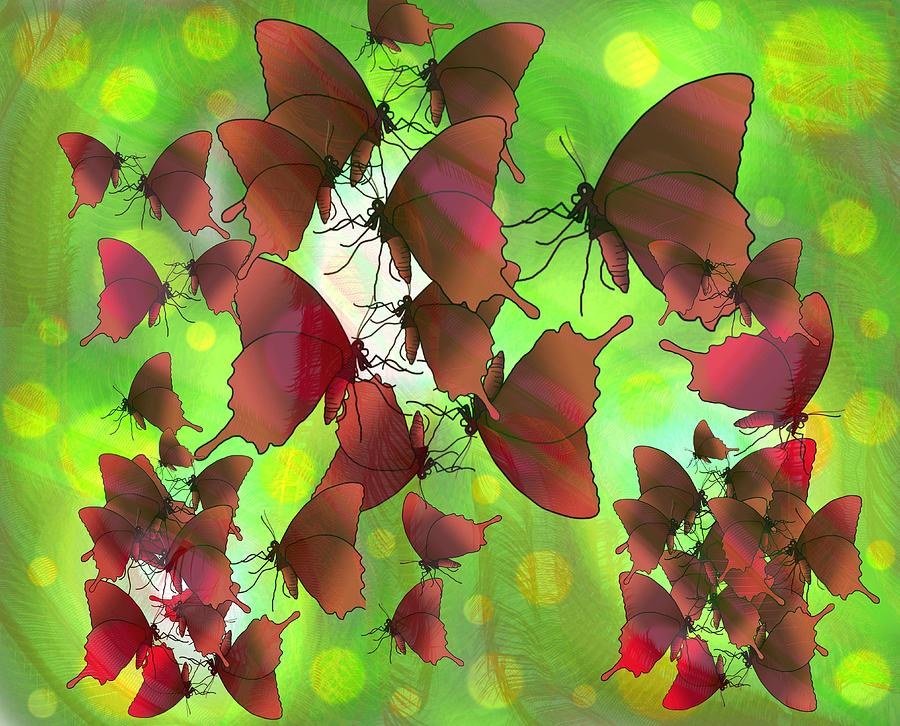 Butterflies in Green Drawing by Joan Stratton