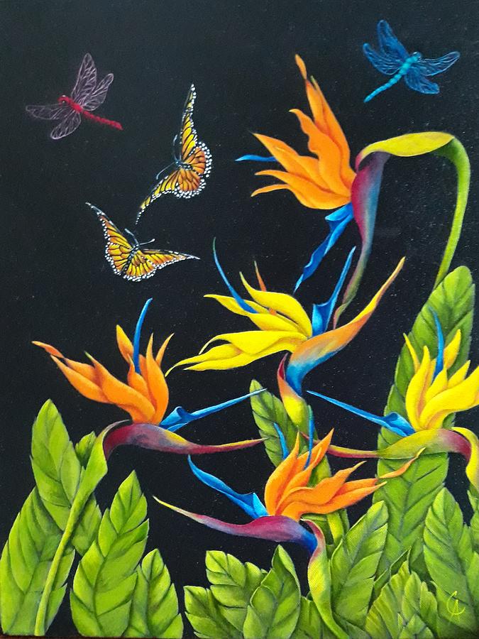 Butterflies in Paradise Painting by Carol Avants