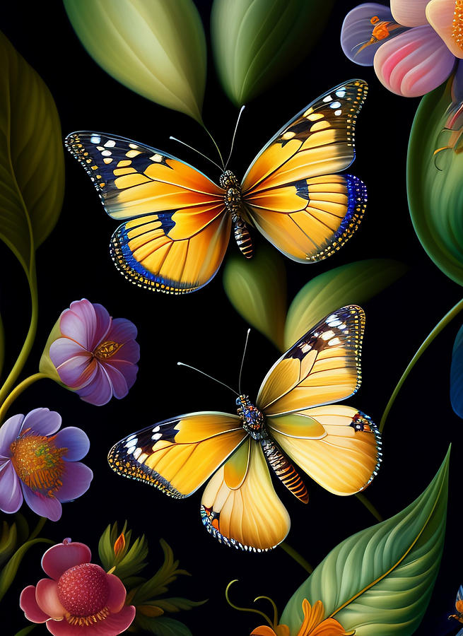 Butterflies in the Garden Digital Art by Lori Hutchison Butterflies in the Garden Digital Art by Lori Hutchison