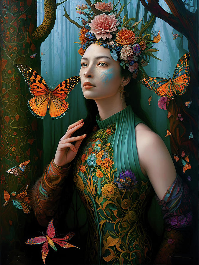Butterflies in the Trees Mixed Media by Lynda Lehmann