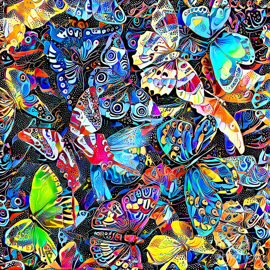 Butterflies In Vibrant Modern Contemporary 20210626 square Photograph by Wingsdomain Art and Photography