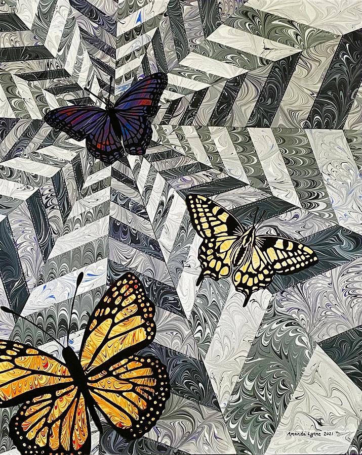 Butterflies of New York Vortex Mixed Media by Amanda Lynne