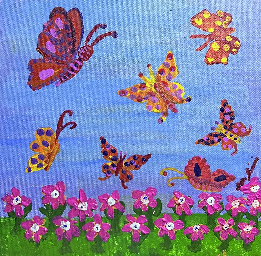Butterflies on flowers Painting by Daisy Mcginnis Fine Art America