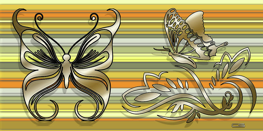 Butterflies on Yellow  Digital Art by Chuck Staley