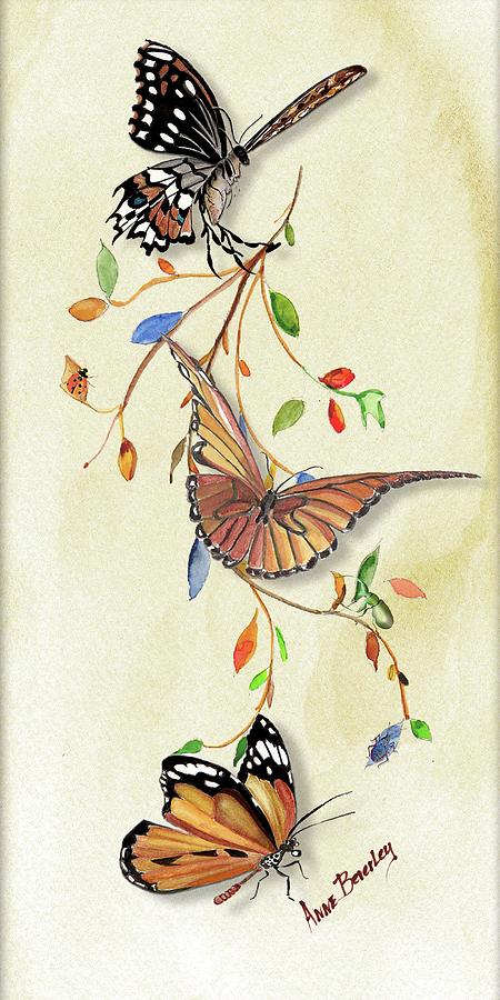 Butterflies Three Companion Painting by Anne Beverley-Stamps