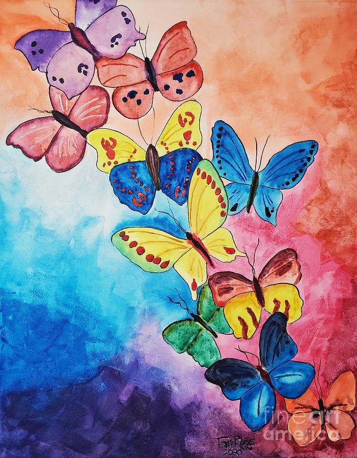 Butterflies Three Painting by Tom Riggs