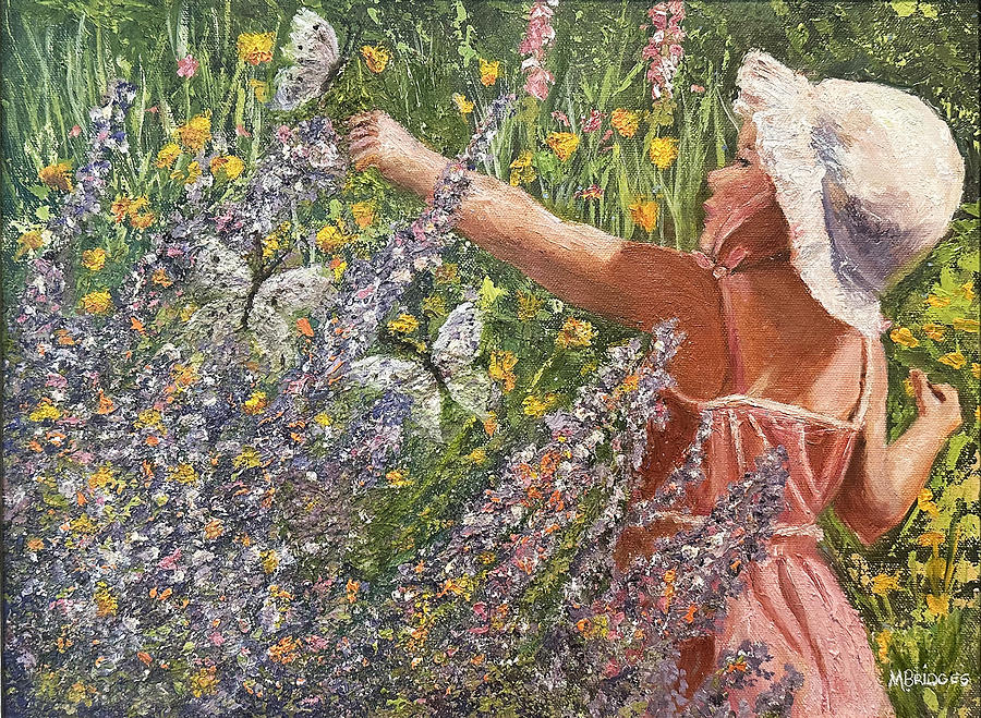 Butterflies In My Garden Painting by Mary Bridges