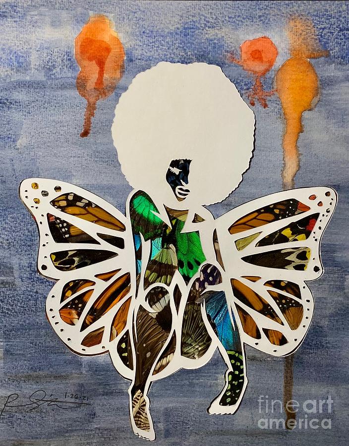 Butterfly Afro Woman with Wings Mixed Media by Ryan Smithson | Fine Art ...