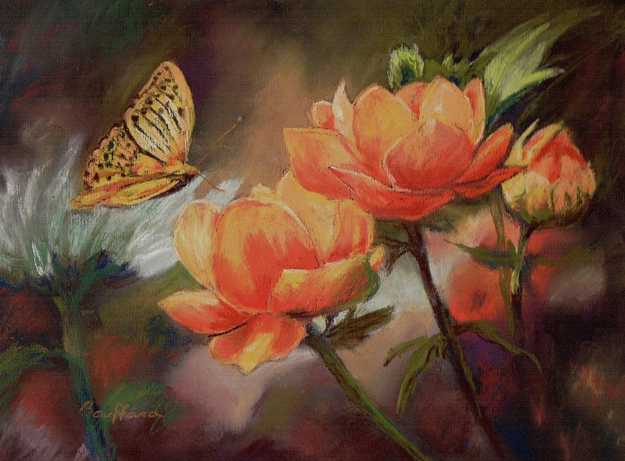 Butterfly and Blossoms Pastel by Vikki Bouffard