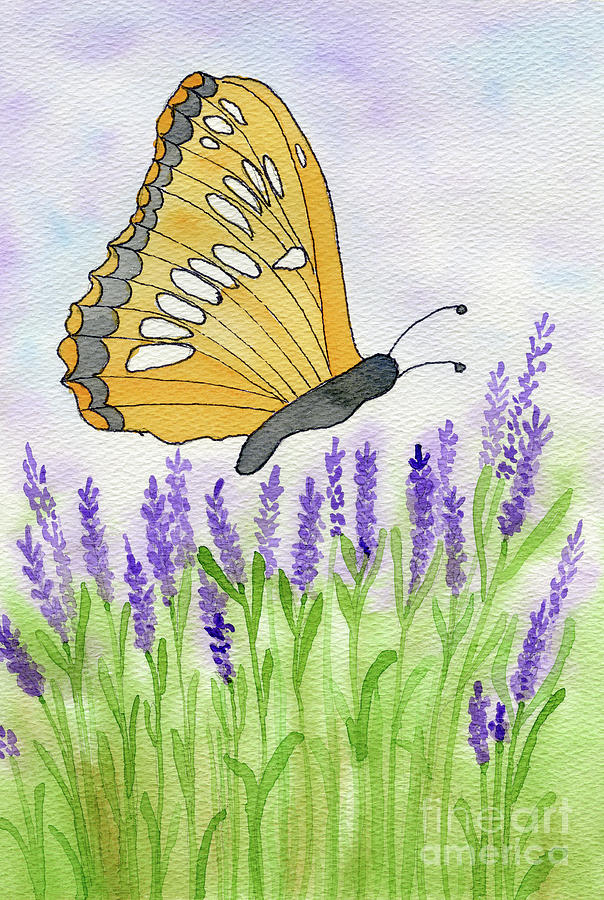 Butterfly and English Lavender Painting by Norma Appleton
