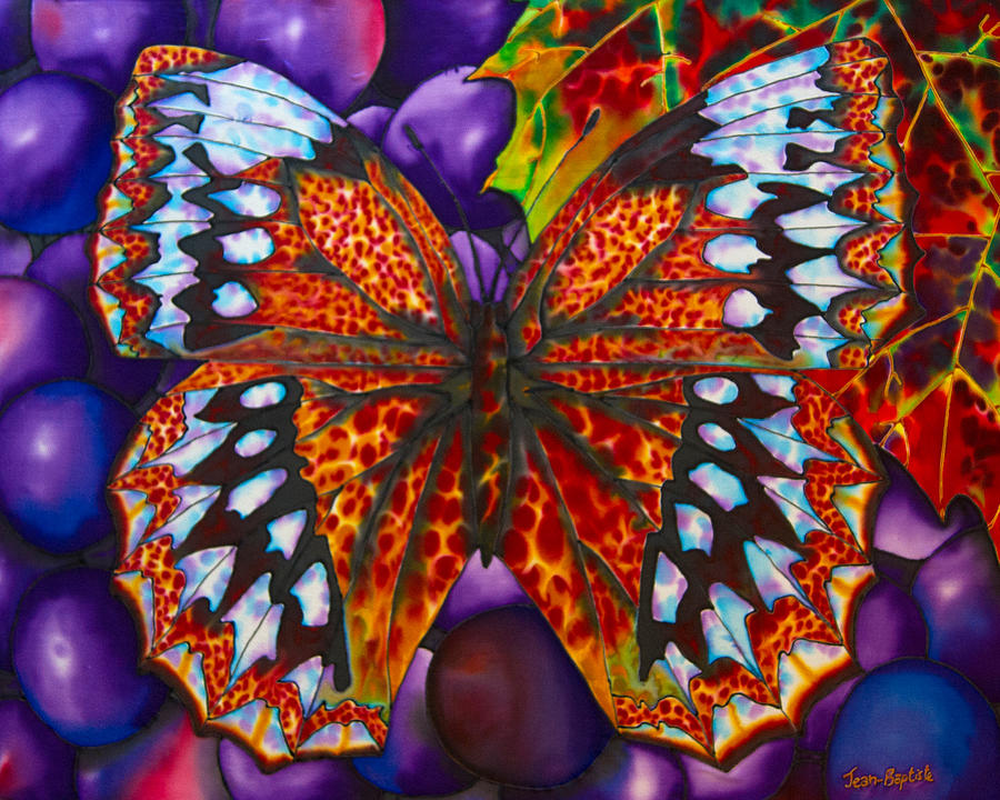 Butterfly and Grapevine Painting by Daniel Jean-Baptiste