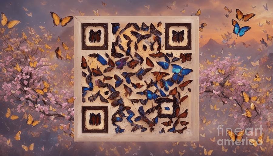 Butterfly Art QR Code Takes You to a Butterfly Garden Oasis after Scan Mixed Media by Artvizual