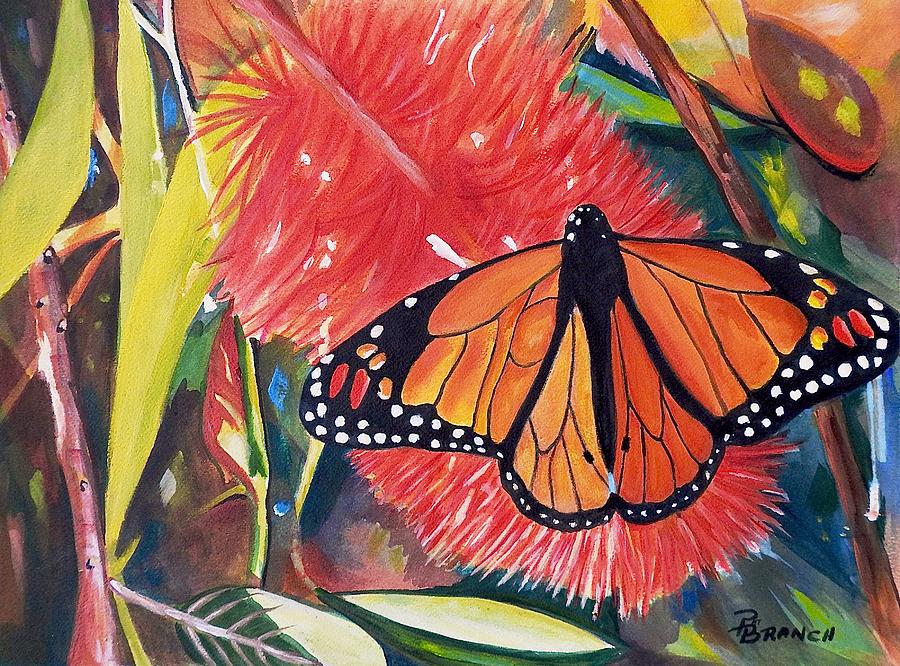 Butterfly Bottlebrush Painting by Pat Branch-Fontaine