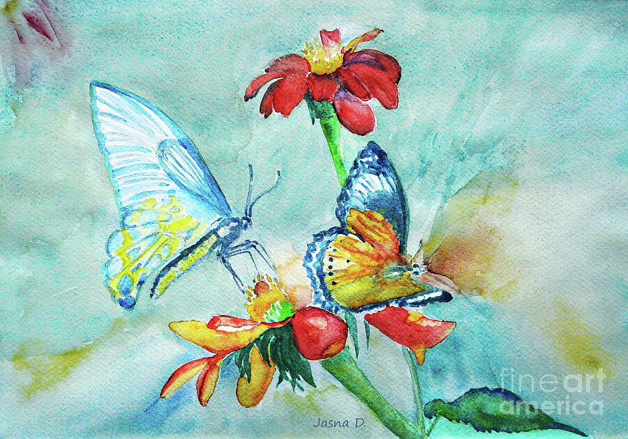 Butterfly dance Painting by Jasna Dragun