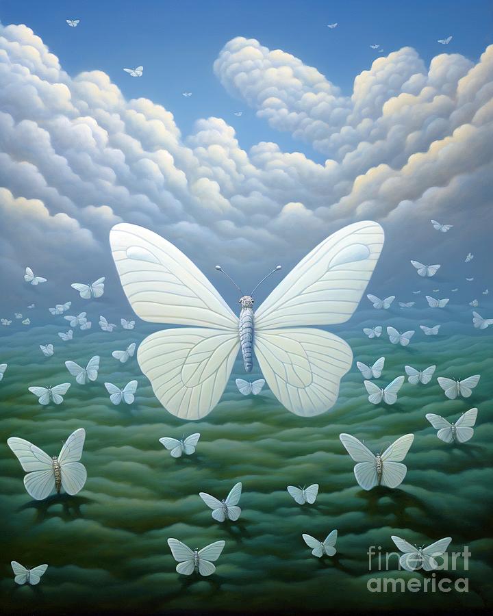 Butterfly Dream A Surreal Journey in the Sky Painting by Vincent Monozlay