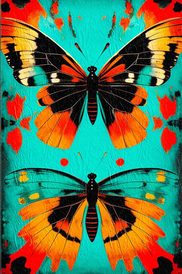 Butterfly Duo colorful art and home decor Mixed Media by Bonnie Bruno