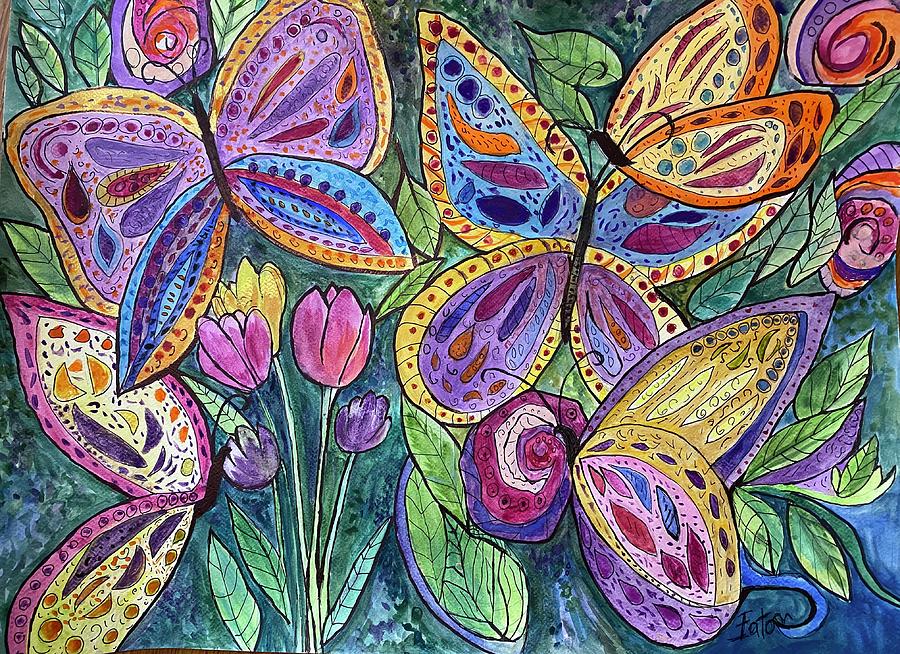 Butterfly Family Painting by Donna Eaton