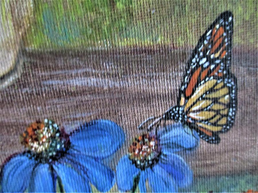 Butterfly Finds Cornflower Painting by Lynn Raizel Lane
