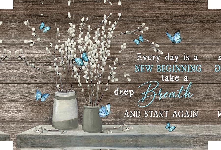 Butterfly. Flowers. Everyday Is A New Beginning. Wall Art Canvas ...