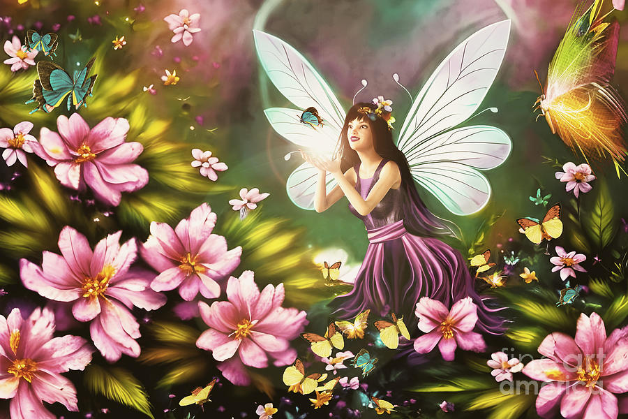 Fairy Digital Art - Butterfly Garden by Two Hivelys