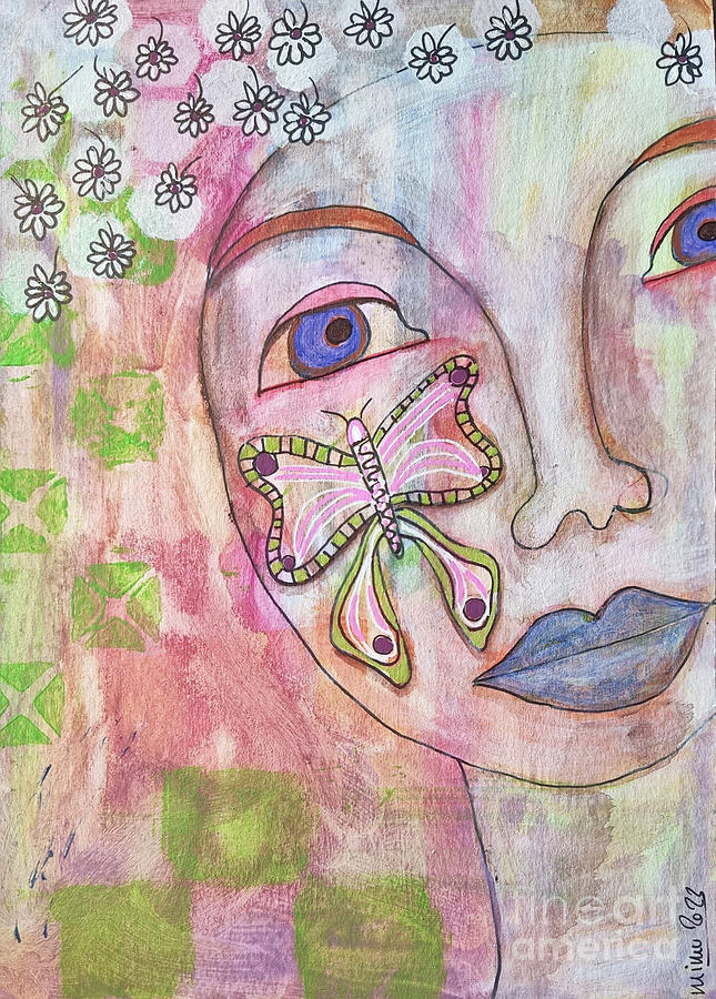 Butterfly Girl Mixed Media by Mimulux Patricia No