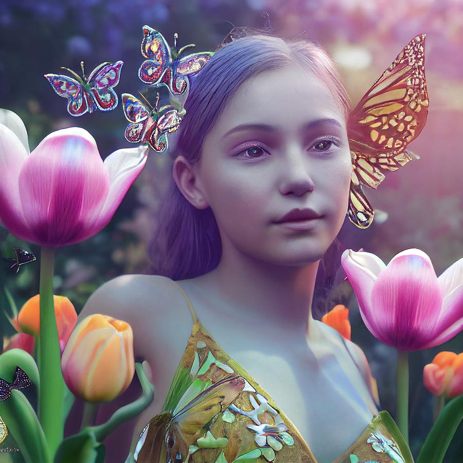 Butterfly girl Digital Art by Mythical Designs - Pixels