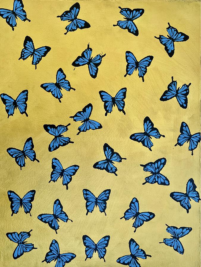 Butterfly Gold background Painting by Clayton Singleton