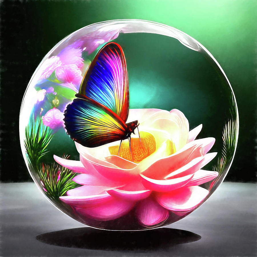 Butterfly in a Globe 2 Digital Art by Jill Nightingale